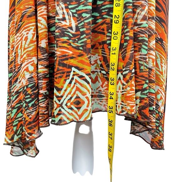 Ruby Rox Dress Womens Size S Brown Rust Teal Abstract Retro 70's Date Night Fun - Picture 14 of 14